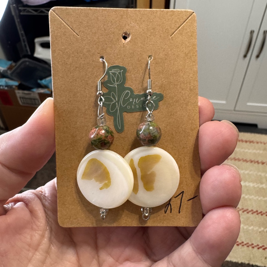 Gold And White Shell Earrings 27$
